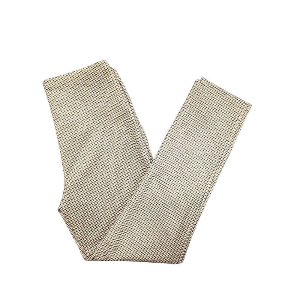 ADRIENNE VITTADINI Womens Size 6 Black & Cream Plaid Checkered Dress Pants